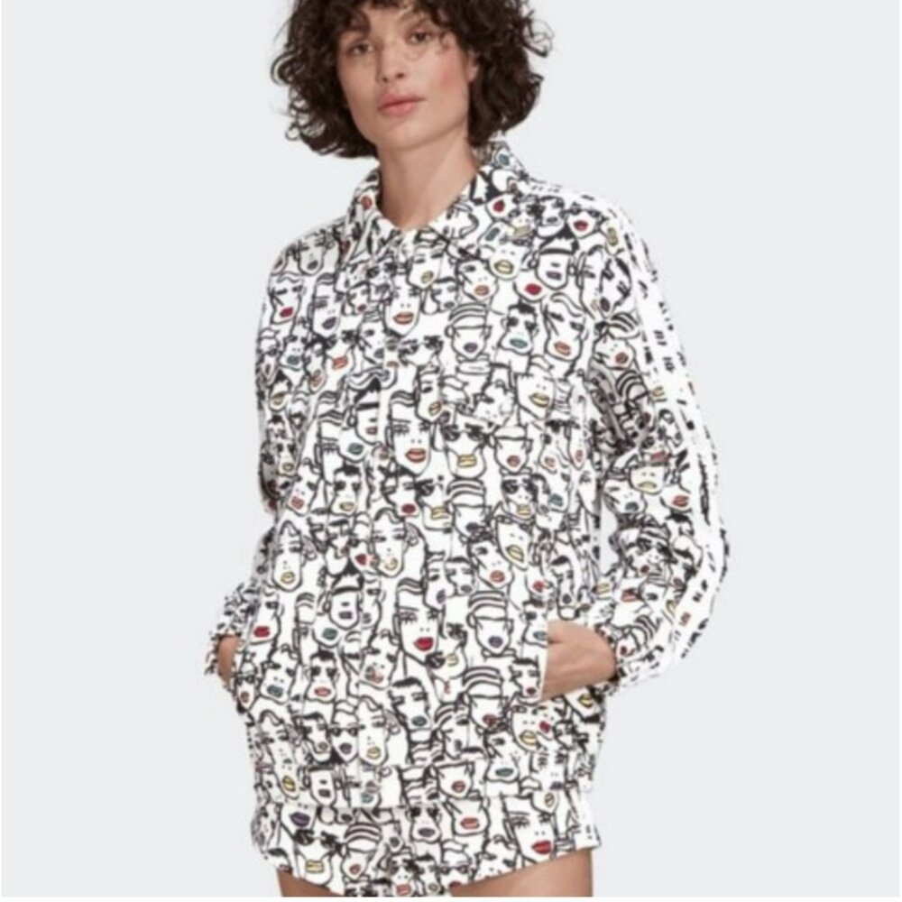 NEW ADIDAS ORIGINALS WOMENS FIORUCCI "FACES" TREFOIL TRACK JACKET Set~ MEDIUM